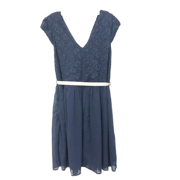 NEW ModCloth Beautifully Bubbly Navy Lace V Neck A-Line Dress 1X - Picture 3 of 5